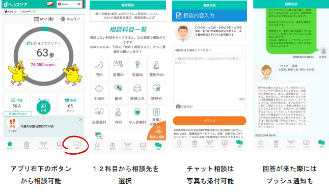 「dヘルスケア」アプリのオンライン健康相談を無償提供