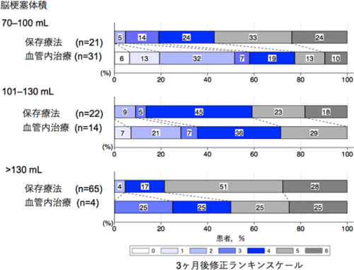 脳血管内治療における転帰良好を期待し得る脳梗塞体積の限界量の同定