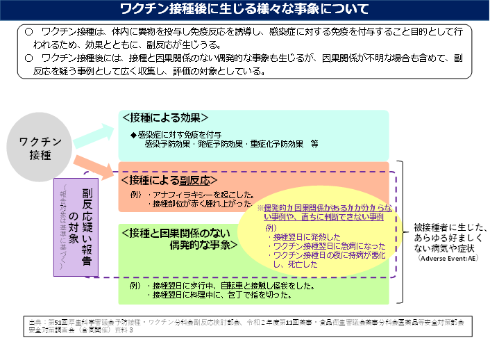 新型コロナワクチンの接種後の副反応疑い報告の事例について