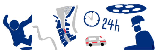 くびの脊髄損傷:24時間以内の緊急手術で麻痺の回復促進
