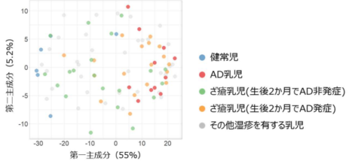 乳幼児アトピー性皮膚炎(AD)の予兆を生後1カ月の乳児の皮脂RNAに検出～乳児期早期発症型ADを皮脂RNAモニタリング技術で捉える～